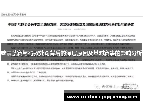 魏震禁赛与罚款处罚背后的深层原因及其对赛事的影响分析